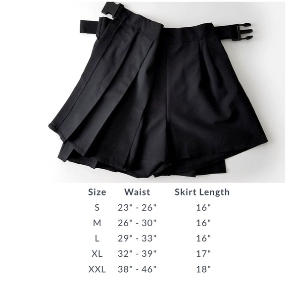 Tape Belt Buckle Black Stretchy Pleated Skort - Picture 3 of 12
